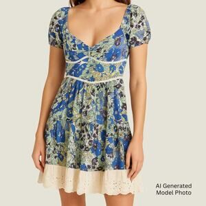 Free People Lace Trim Floral Dress